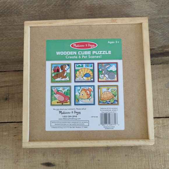 Melissa & Doug - Wooden Cube Puzzle - Create 6 Pet Scenes - 16 Pieces - ages 3+ - Picture 4 of 7